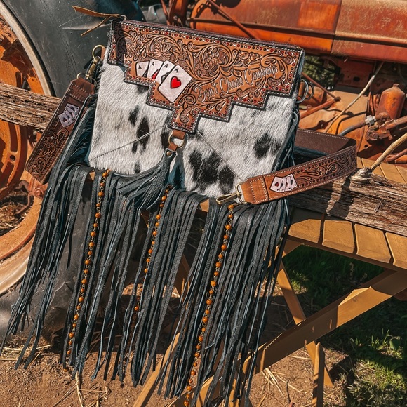 Don’t Chase Cowboys a Haute Southern Hyde by Beth Marie Exclusive Cowhide Purse - Picture 5 of 8